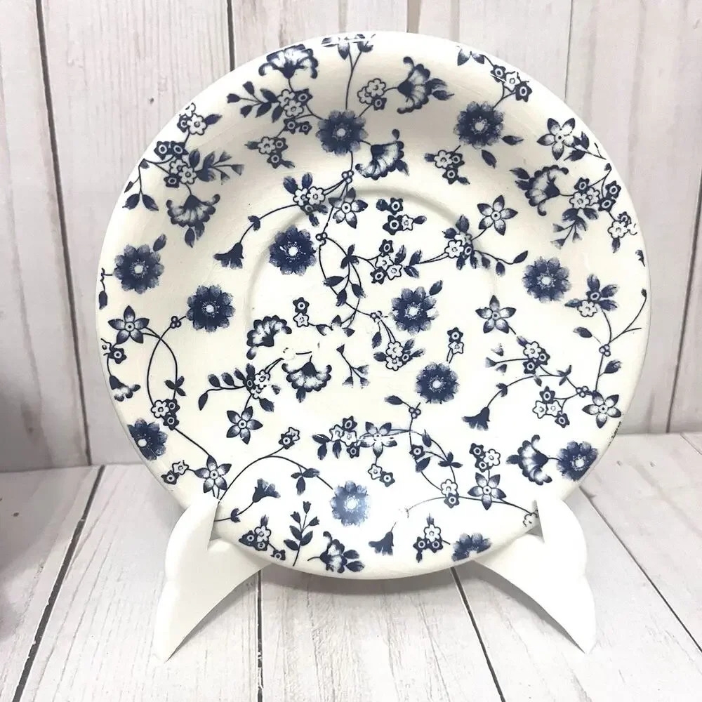 Vintage Rustic French Country Ceramica Andina Blue & White Saucer Plates 3